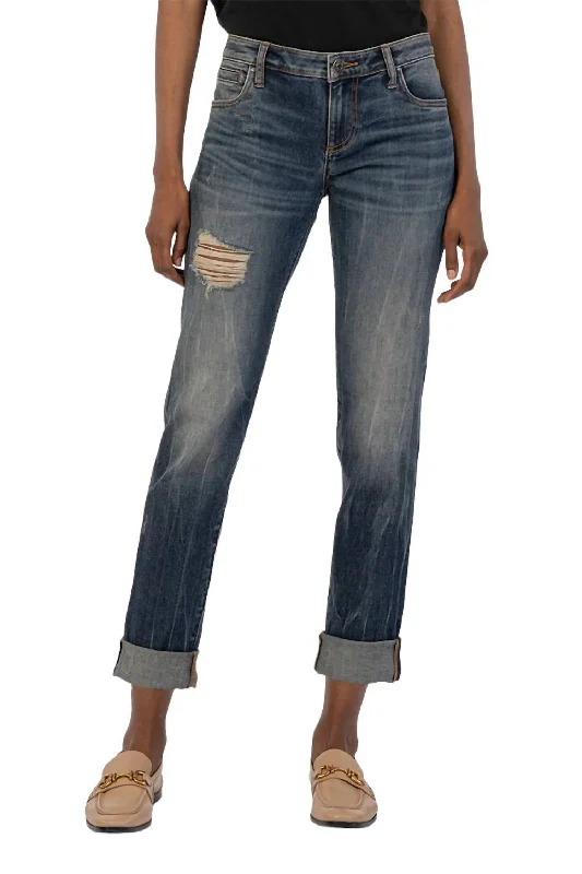 Catherine Boyfriend Jeans In Blue Cozy Tencel Blend Denim Jeans