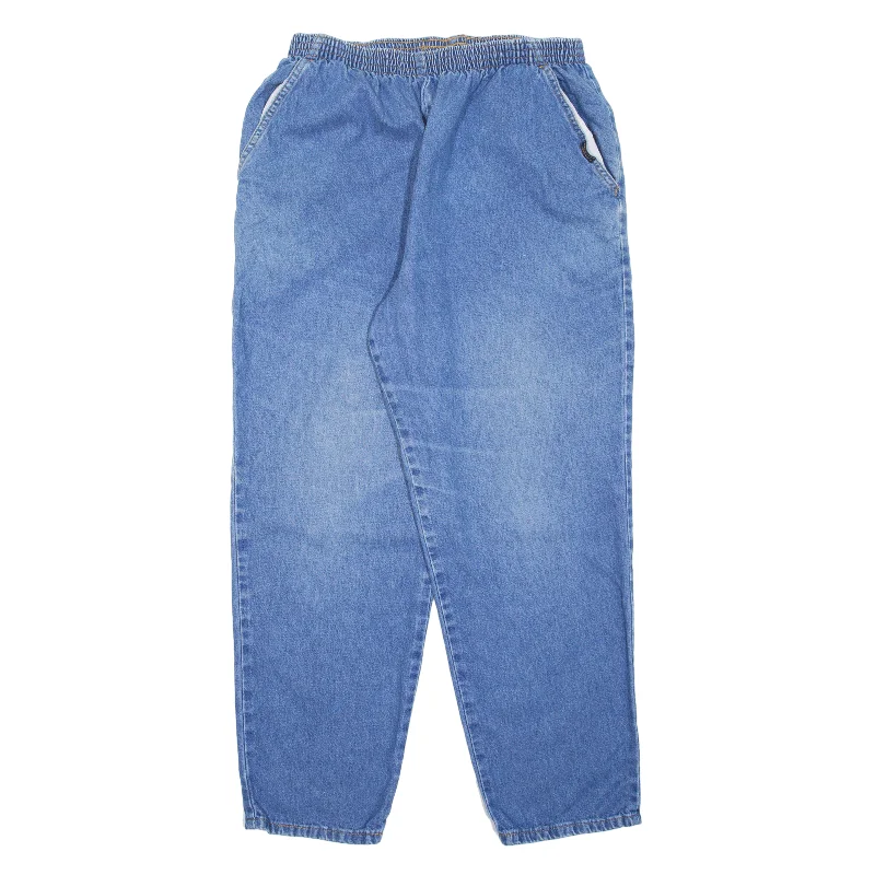 CHIC Elastic Waist Jeans Blue 90s Denim Regular Tapered Womens W30 L27 Chic Cropped Jeans