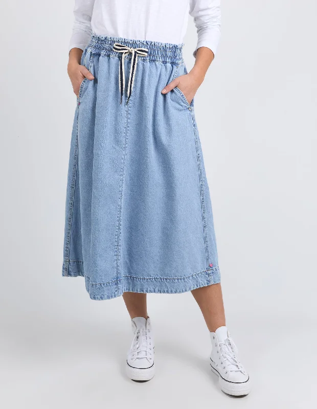 Elm Greta Denim Skirt Light Blue denim skirt fashionable