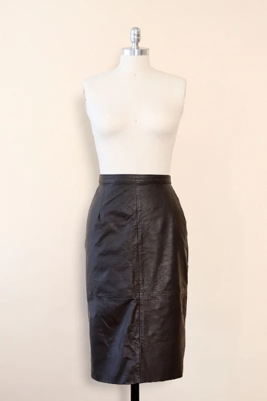 Espresso Leather Pencil Skirt XS linen skirt relaxed