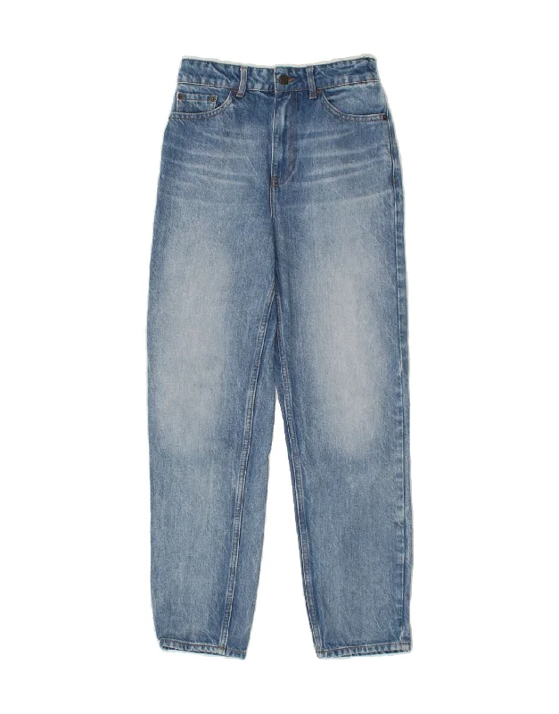 FAT FACE Womens Mom Tapered Jeans UK 8 Small W27 L28  Blue Cotton Stylish High-Waist Skinny Denim