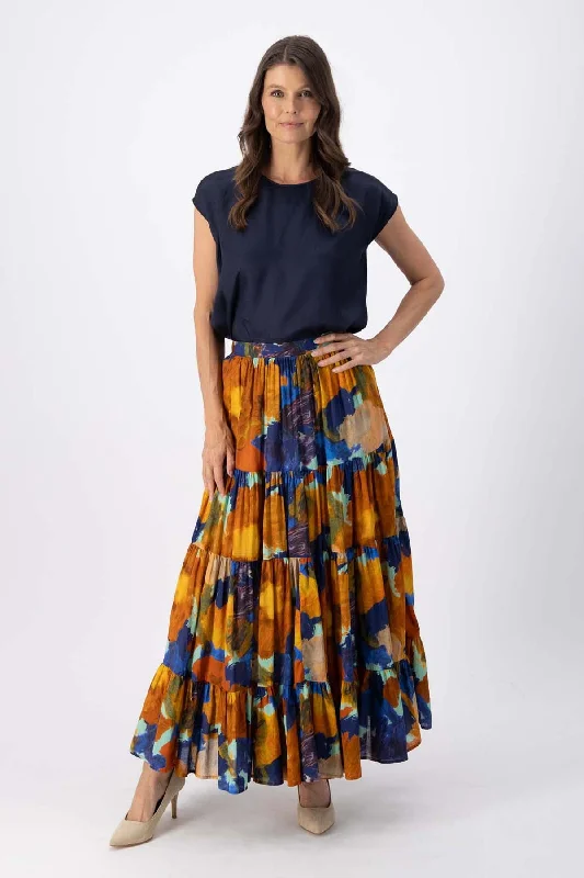 Fiorella LAX Tiered Skirt Earth in Cotton Voile cashmere skirt fine