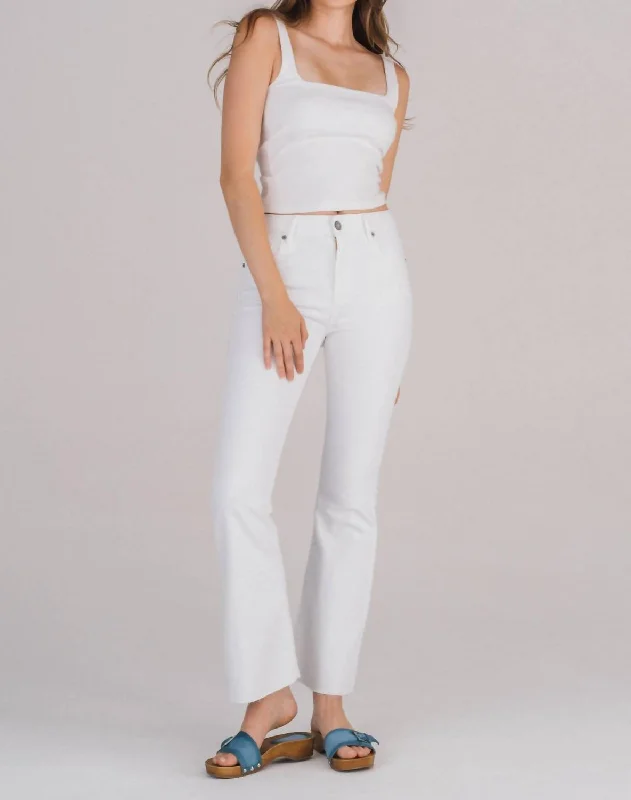 Flare Jeans In White Trendy Cut-Off Denim Shorts