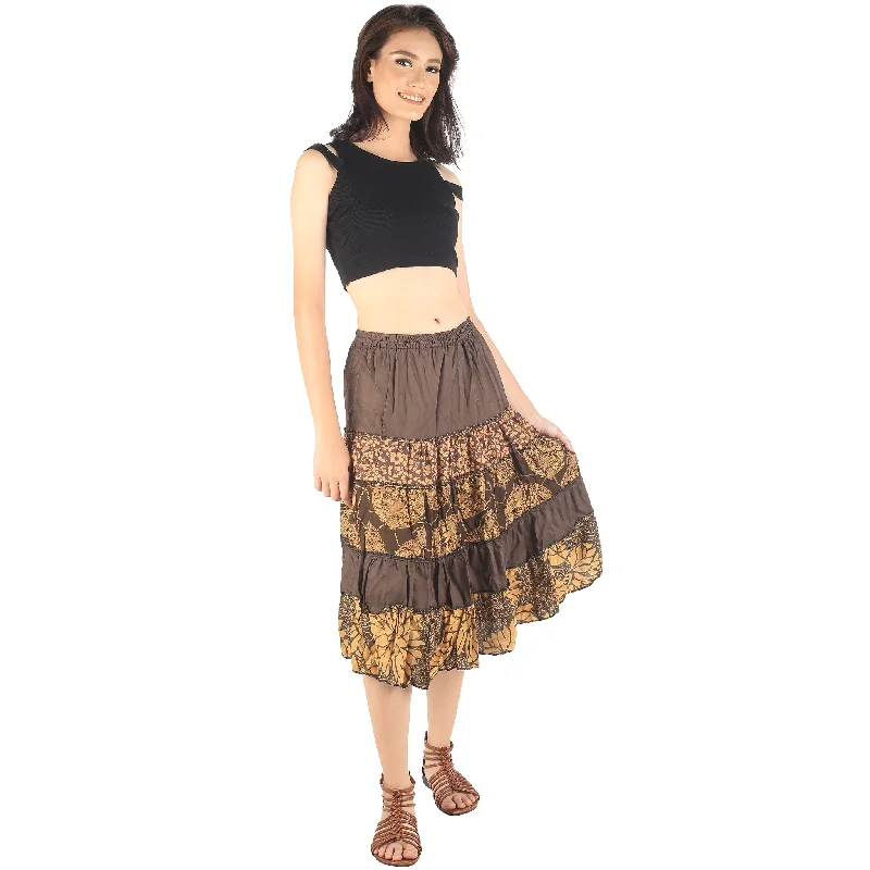 Floral Classic Women Mini Skirts in Brown SK0061 020098 01 leather skirt durable