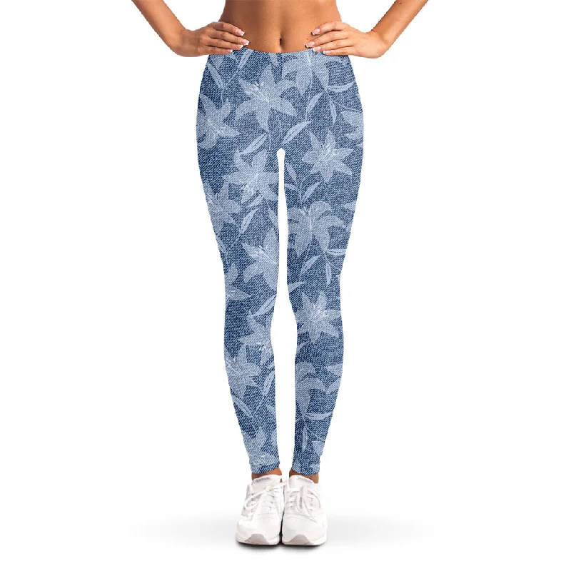 Floral Denim Jeans Pattern Print Women's Leggings Comfortable Stretch Fit Jeans