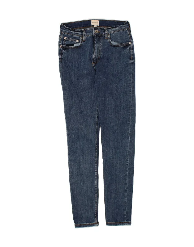 FRENCH CONNECTION Womens Skinny Jeans UK 6 XS W25 L29 Blue Cotton Fashionable Frayed Hem Denim