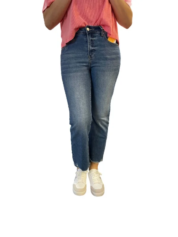 High Rise Relaxed Straight Jeans In Dark Wash Stylish Stone-Wash Denim Jeans