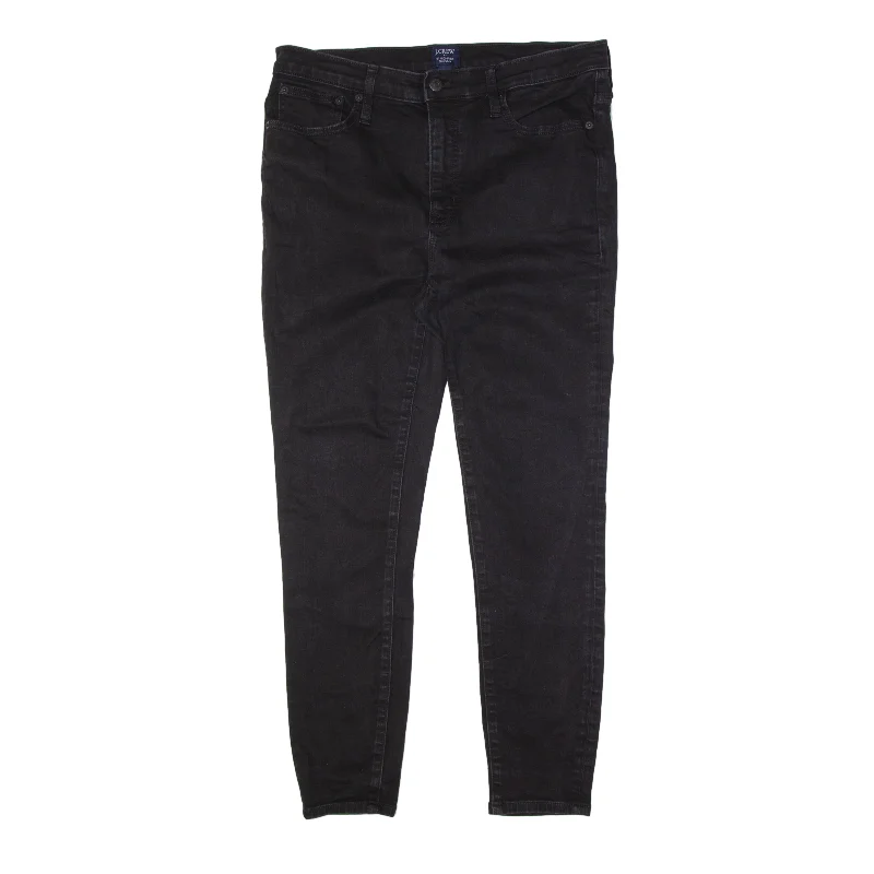 J.CREW Mid Rise Jeans Black Denim Slim Skinny Womens W31 L27 Trendy Pleated Waist Jeans
