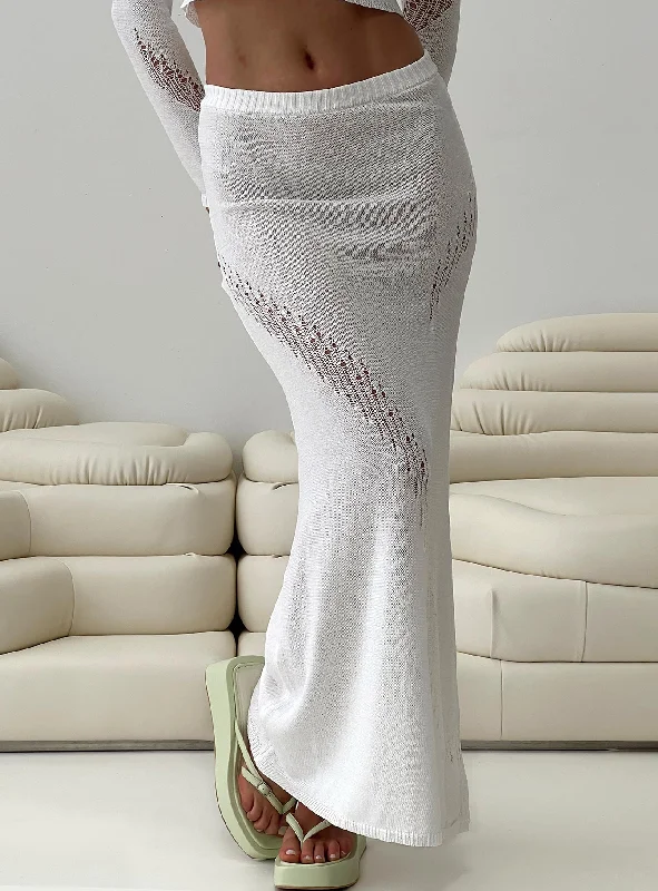 Josphine Sheer Maxi Skirt White linen skirt relaxed