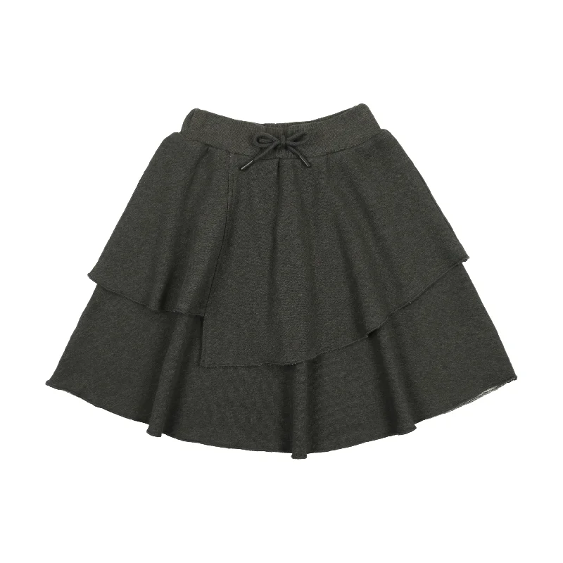 Kin + Kin Heathered Grey Layered Skirt lace skirt elegant