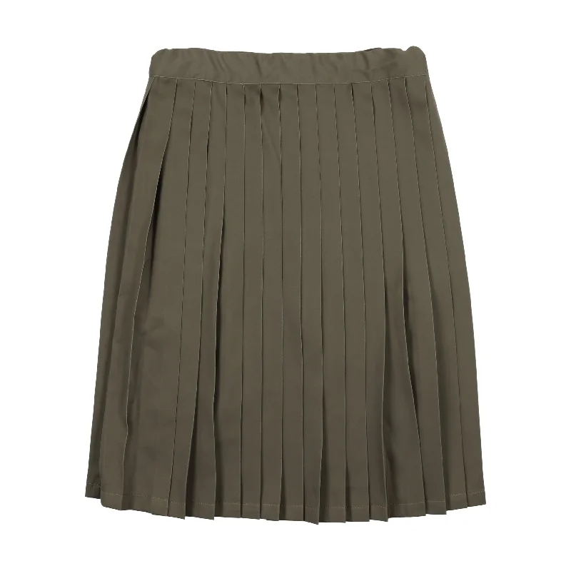Kin + Kin Taupe Pleated Skirt (K113) breathable skirt fabric