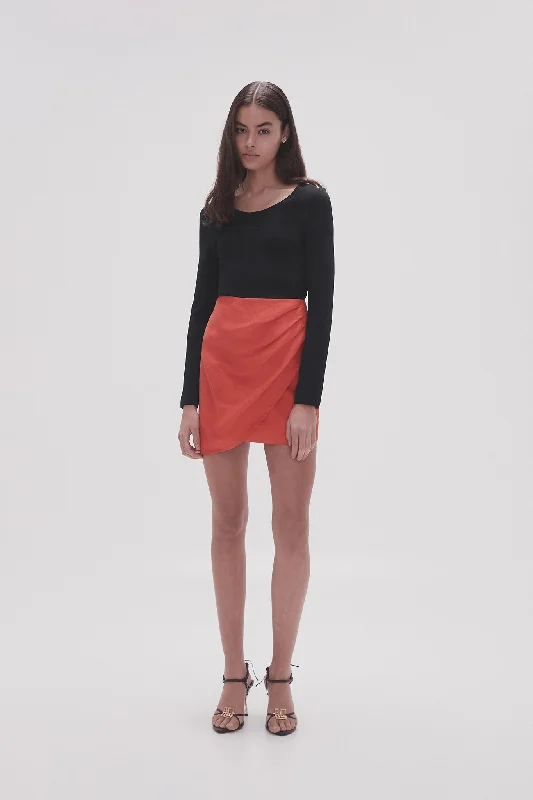 Kinship Draped Mini Skirt chiffon skirt lightweight