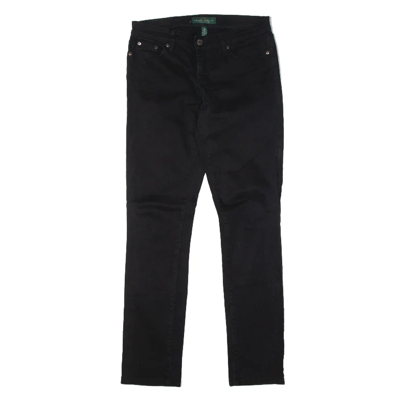 LAUREN RALPH LAUREN Jeans Black Denim Slim Skinny Womens W30 L31 Elegant Raw Hem Jeans