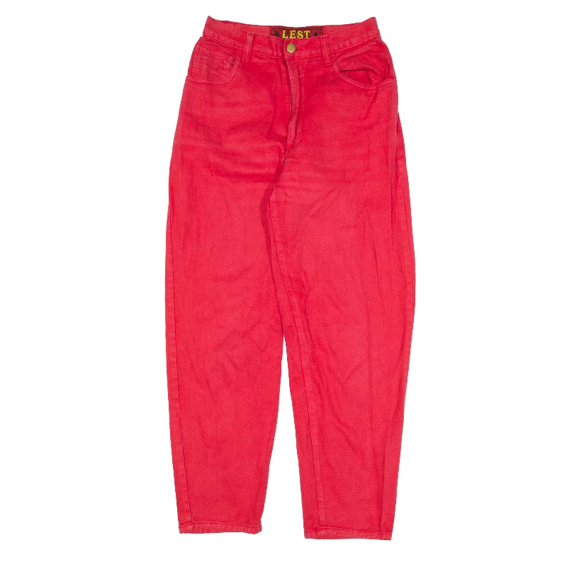 LEST Jeans Red Denim Regular Mom Womens W24 L26 Comfortable Zip-Fly Denim Jeans