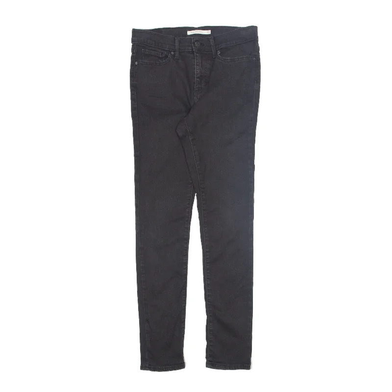 LEVI'S 311 Shaping Jeans Black Denim Slim Skinny Womens W28 L30 Fashionable Frayed Hem Denim