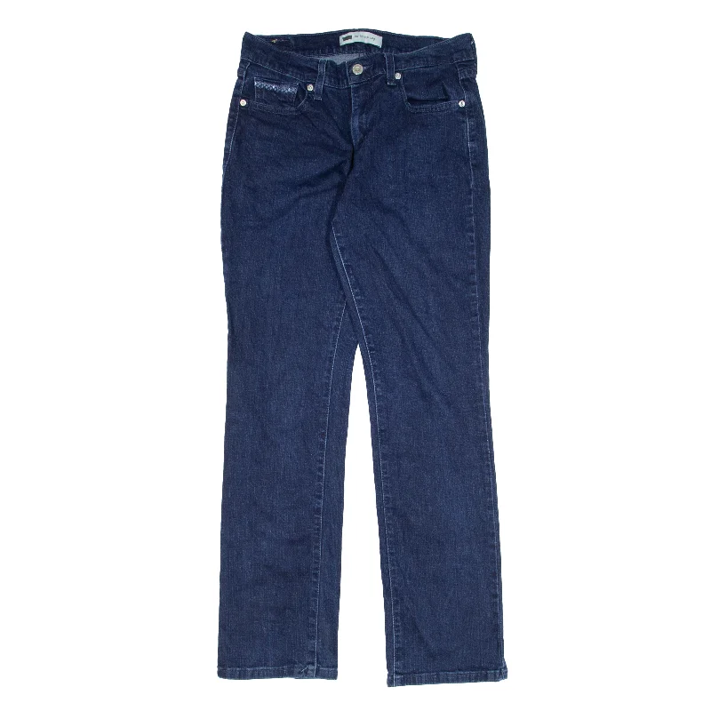 LEVI'S 505 Jeans Blue Denim Regular Straight Womens W28 L32 Elegant Raw Hem Jeans
