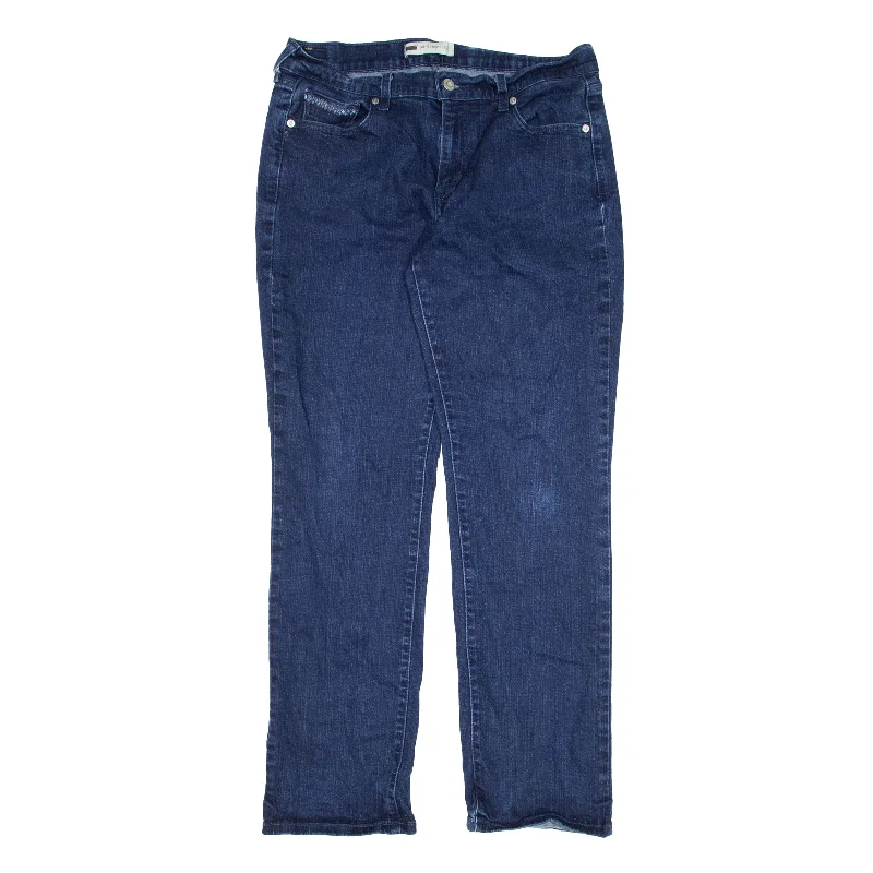 LEVI'S 505 Jeans Blue Denim Slim Straight Womens W31 L32 Chic Rip-Detail High-Waist Jeans