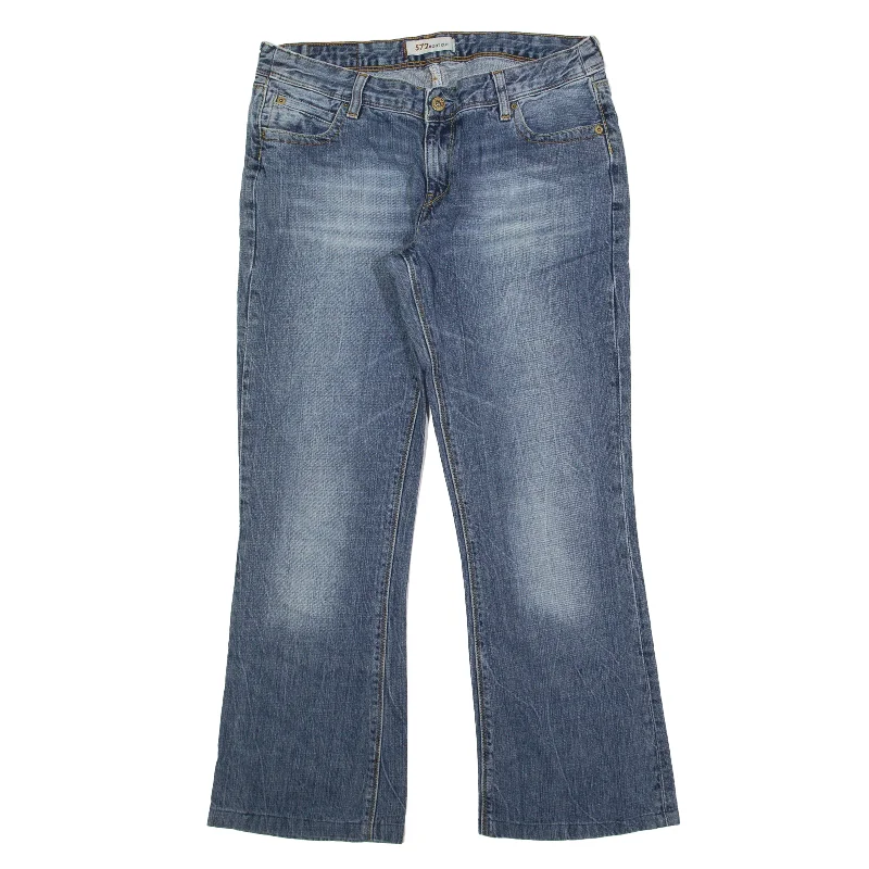 LEVI'S 572 Jeans Blue Denim Regular Bootcut Stone Wash Womens W32 L28 Comfortable Low-Rise Jeans