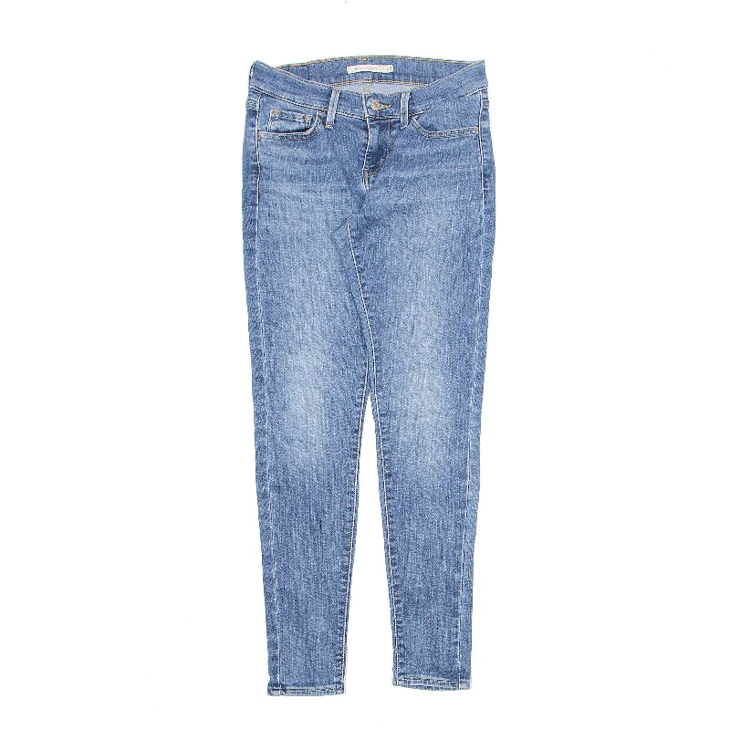 LEVI'S 710 Jeans Blue Denim Slim Skinny Stone Wash Womens W25 L28 Trendy Classic Fit Jeans