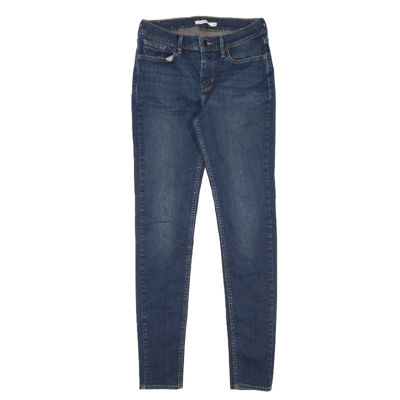 LEVI'S 710 Jeans Blue Denim Slim Skinny Stone Wash Womens W25 L29 Chic Double Waistband Jeans