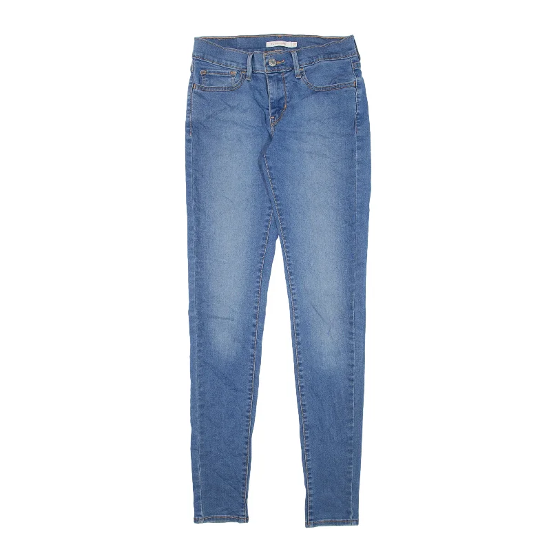 LEVI'S 710 Jeans Blue Denim Slim Skinny Stone Wash Womens W27 L32 Comfortable Drawstring Waist Jeans