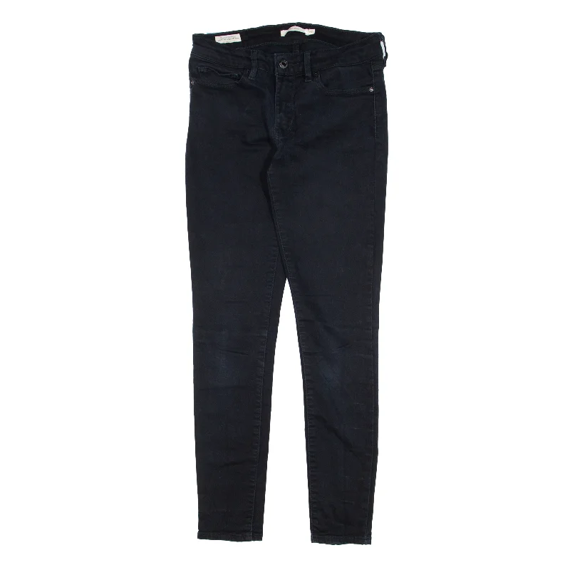 LEVI'S 711 BIG E Jeans Black Denim Slim Skinny Womens W27 L30 Trendy Wide-Leg High-Waist Denim