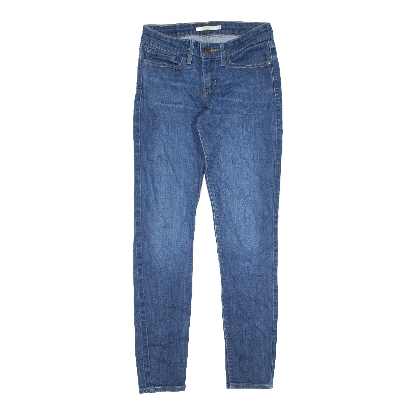 LEVI'S 711 Jeans Blue Denim Slim Skinny Womens W27 L29 Trendy Colored Denim Jeans