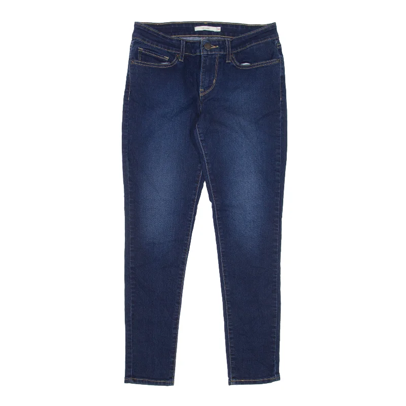 LEVI'S 711 Jeans Blue Denim Slim Skinny Stone Wash Womens W28 L26 Trendy Paperbag Waist Jeans
