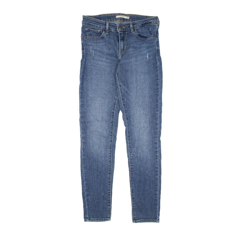LEVI'S 711 Jeans Blue Denim Slim Skinny Stone Wash Womens W28 L30 Fashionable White Denim Jeans