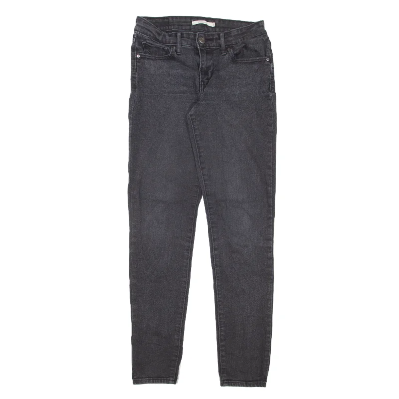 LEVI'S 711 Jeans Grey Denim Slim Skinny Womens W26 L30 Fashionable Button-Front Jeans