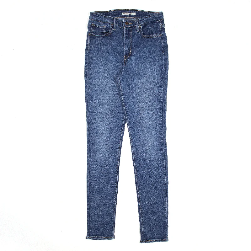 LEVI'S 721 High Rise Jeans Blue Denim Slim Skinny Womens W25 L32 Casual Distressed Denim Jeans