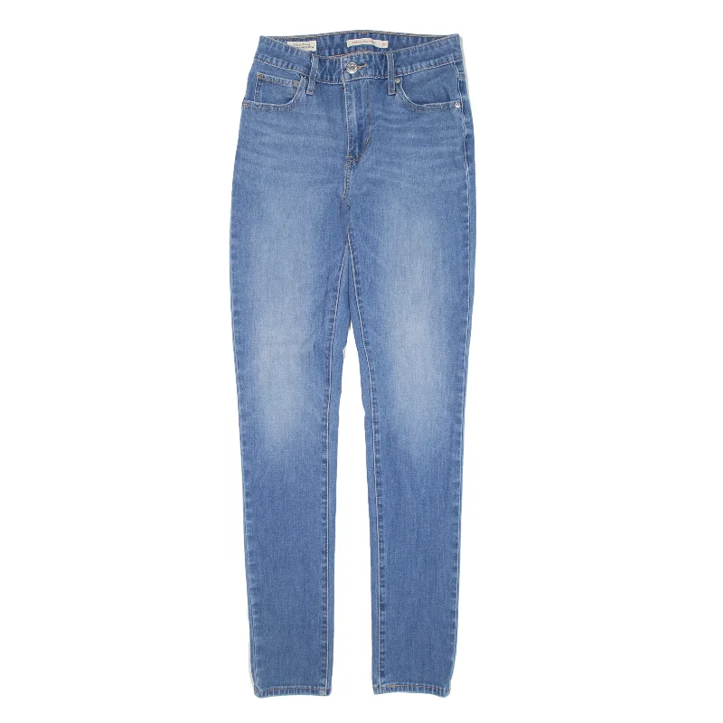 LEVI'S 721 High Rise Premium Big E Jeans Blue Denim Slim Skinny Womens W26 L30 Trendy Acid Wash Skinny Jeans