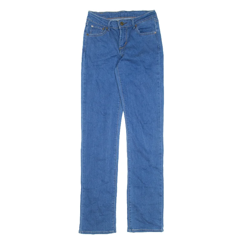 LEVI'S Jeans Blue Denim Regular Straight Womens W25 L32 Chic Cropped Jeans