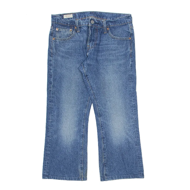LEVI'S Crop 527 Big E Jeans Blue Denim Straight Stone Wash Womens W30 L22 Elegant Bootcut Fit Jeans