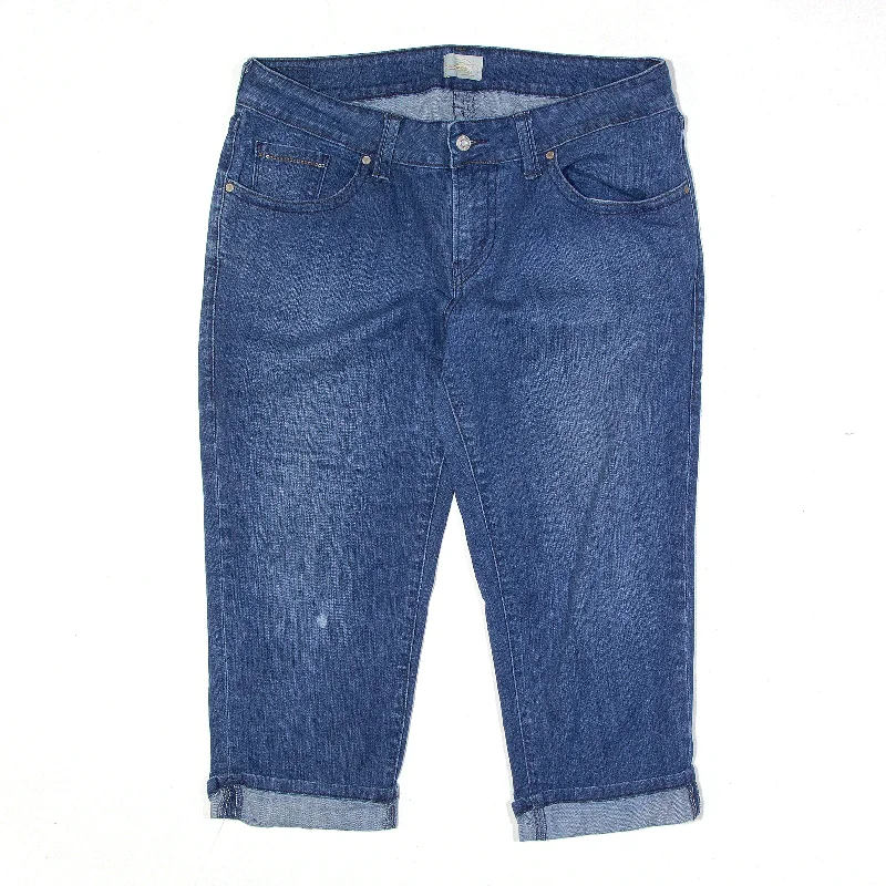 LEVI'S Cropped Jeans Blue Denim Regular Tapered Womens W34 L21 Comfortable Low-Rise Jeans
