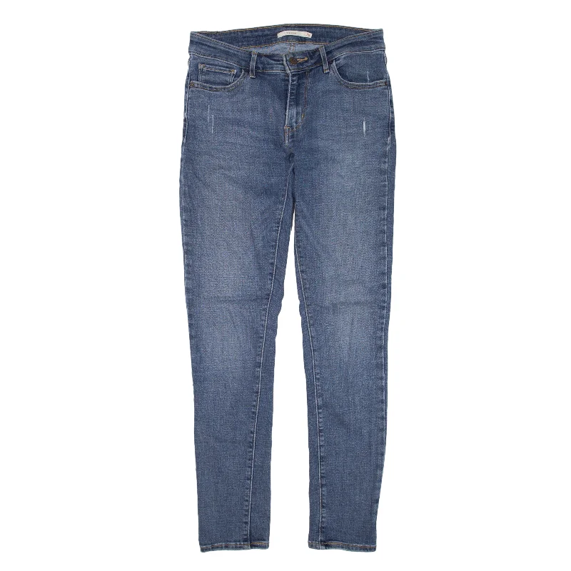 LEVI'S Distressed 711 Jeans Blue Denim Slim Skinny Womens W28 L30 Casual Skinny Fit Jeans