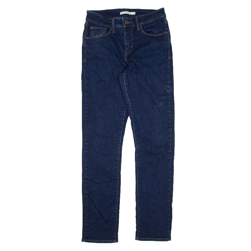 LEVI'S Mid Rise Jeans Blue Denim Slim Straight Womens W25 L30 Elegant High-Waisted Flared Jeans
