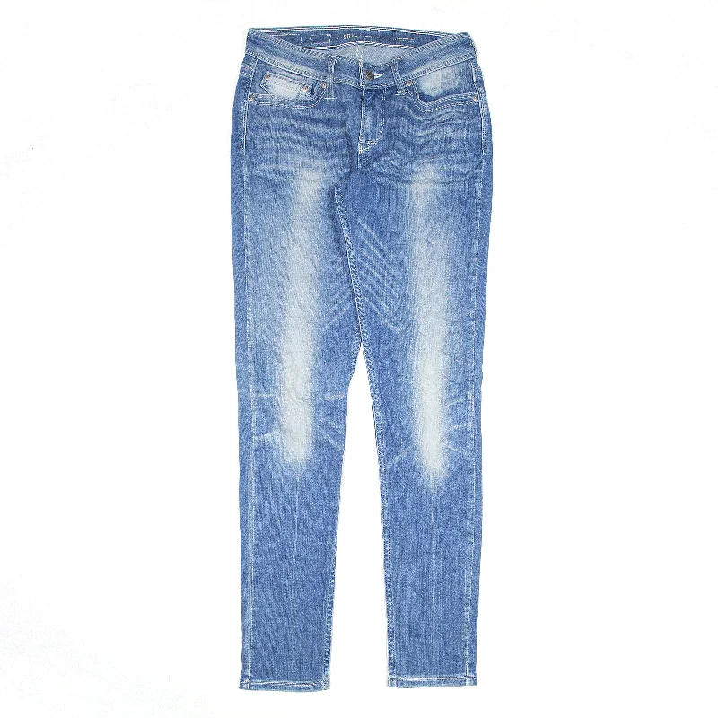 LEVI'S Modern Rise Jeans Blue Denim Slim Skinny Womens W26 L32 Stylish Paperbag Waist Denim