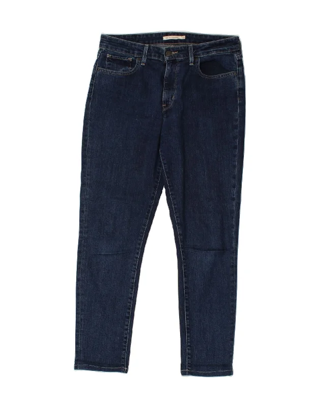 LEVI'S Womens 721 High Rise Skinny Jeans W30 L28 Navy Blue Cotton Fashionable Vintage Wash Jeans
