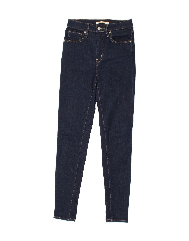 LEVI'S Womens Mile High Super Skinny Jeans W27 L30 Navy Blue Cotton Cozy Relaxed Fit Jeans