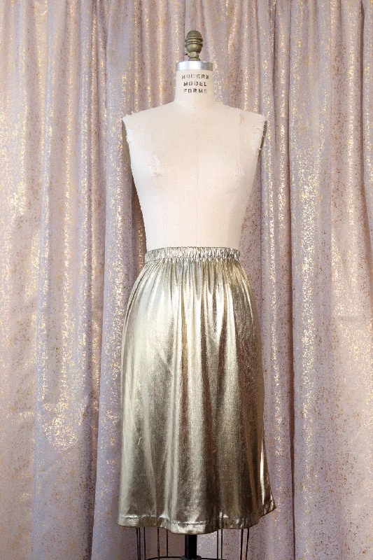 Liquid Gold Lamé Skirt XL tiered skirt playful