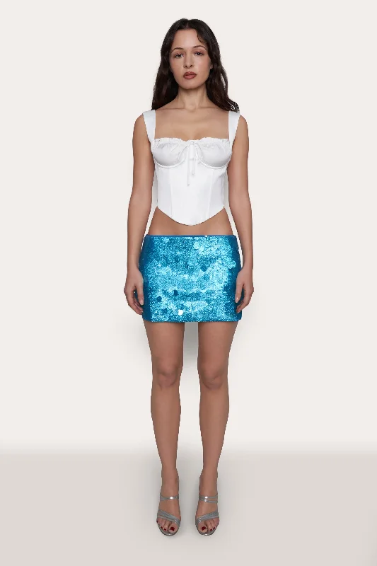 Low Rise Paillette Skirt button skirt front
