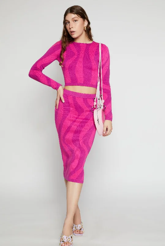 Patterned Midi Skirt chiffon skirt delicate