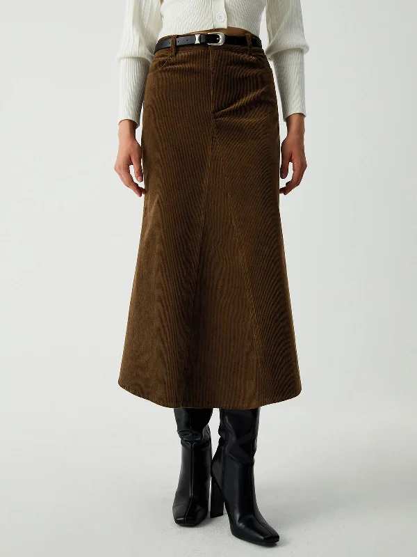 BerryBetty - Maple Corduroy Midi Skirt lace skirt delicate