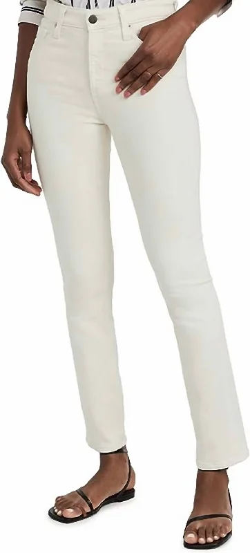 Mari Straight Leg Jeans In White Cream Fashionable Slim Fit Jeans