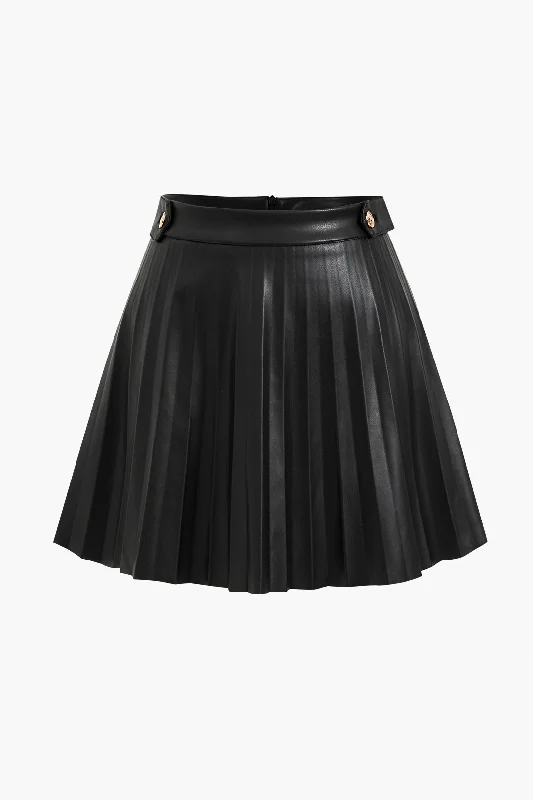 Faux Leather Pleated Skirt lightweight skirt design