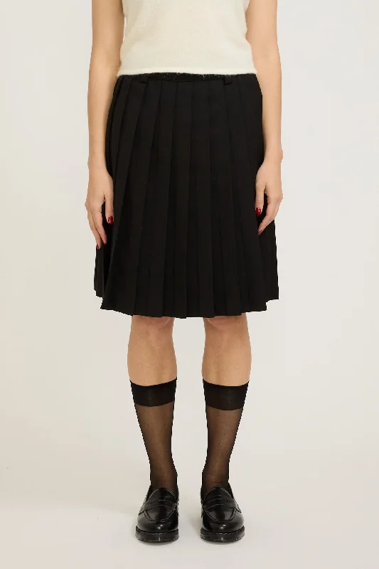 Pleated Skirt Black denim skirt trendy