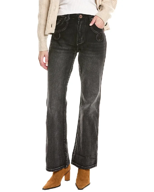 One Teaspoon Charlie Faded Black Slim Bootcut Jean Casual Bootcut Ripped Jeans