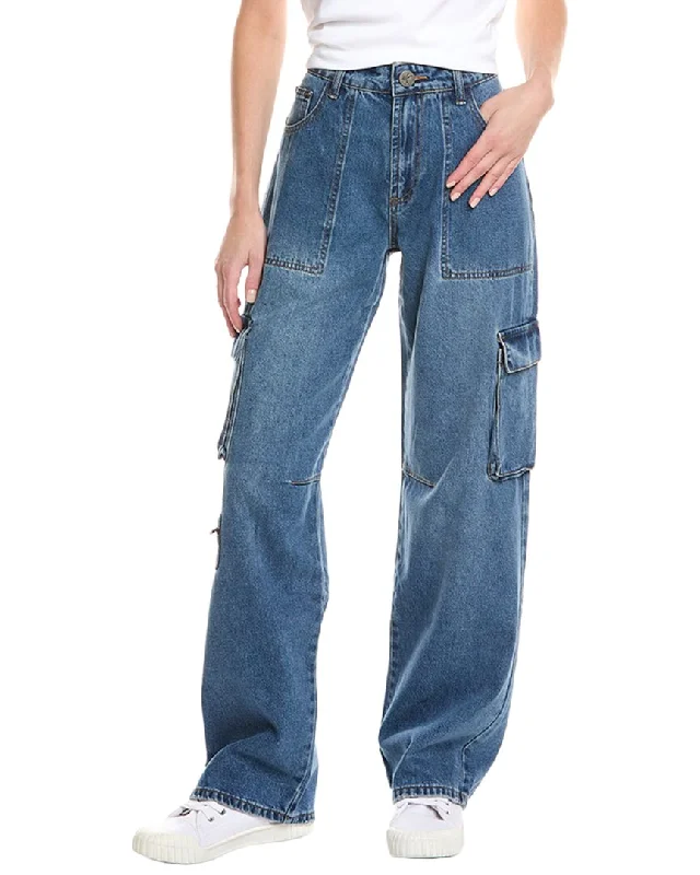 One Teaspoon Jackson Rosewood Wide Leg Jean Casual Distressed Denim Jeans