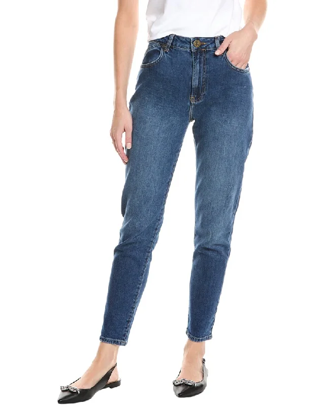 One Teaspoon Legends Power Blue High Waist Mom Jean Elegant Bootcut Fit Jeans